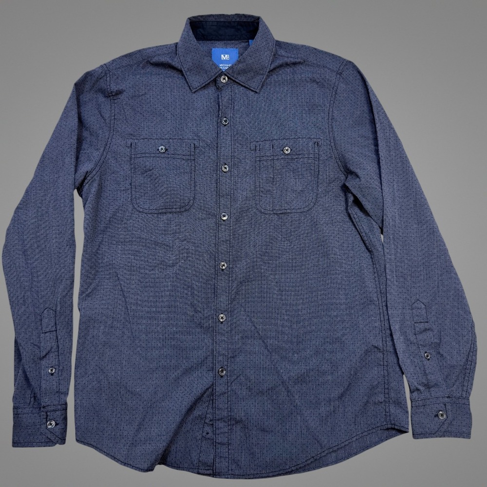 Michael Brandon Button Down Shirt Small Mens Long Sleeve Micro Dot Blue